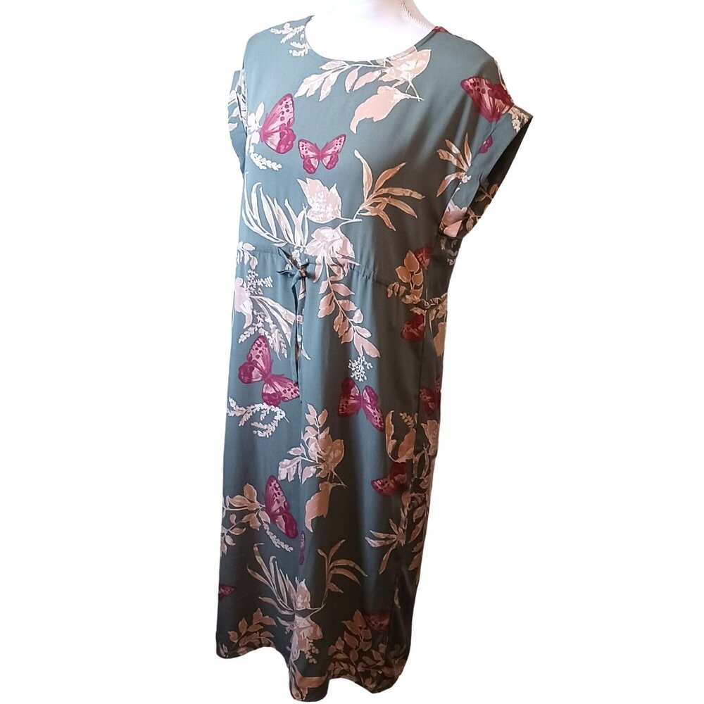 NEW Vero Moda Maternity Easy Joy Tie Short Dress Sage Green Floral XS